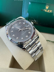 Rolex Datejust 41mm 126334 2025 Rhodium Diamond Dial Oyster
